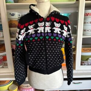 Hallie Robin Vintage Teddy Bear Folk Sweater Jacket - Size 14